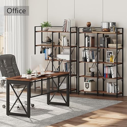 Miniatura 6 de BON AUGURE Estantería industrial, estanterías y estanterías Etagere, estantes altos y grandes para libros de granja, estantería abierta de 5