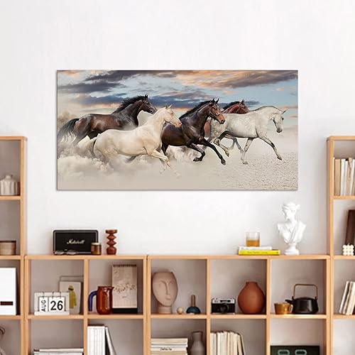Miniatura 5 de Artsbay Arte de pared de caballo para correr, vida silvestre, pintura en lienzo con estampado de animales, gran decoración del hogar, sala de estar,