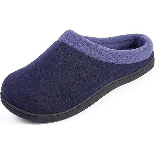 HomeIdeas Men's House Woolen Fabric Memory Foam Slippers, Cozy Bedroom Indoor Slip on Shoes