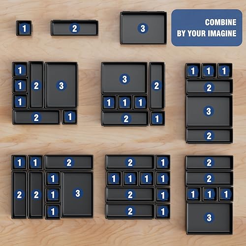 Miniatura 6 de 48 bandejas organizadoras versátiles de 3 tamaños, organizador de cajones para herramientas, contenedores de almacenamiento para el hogar, bandeja