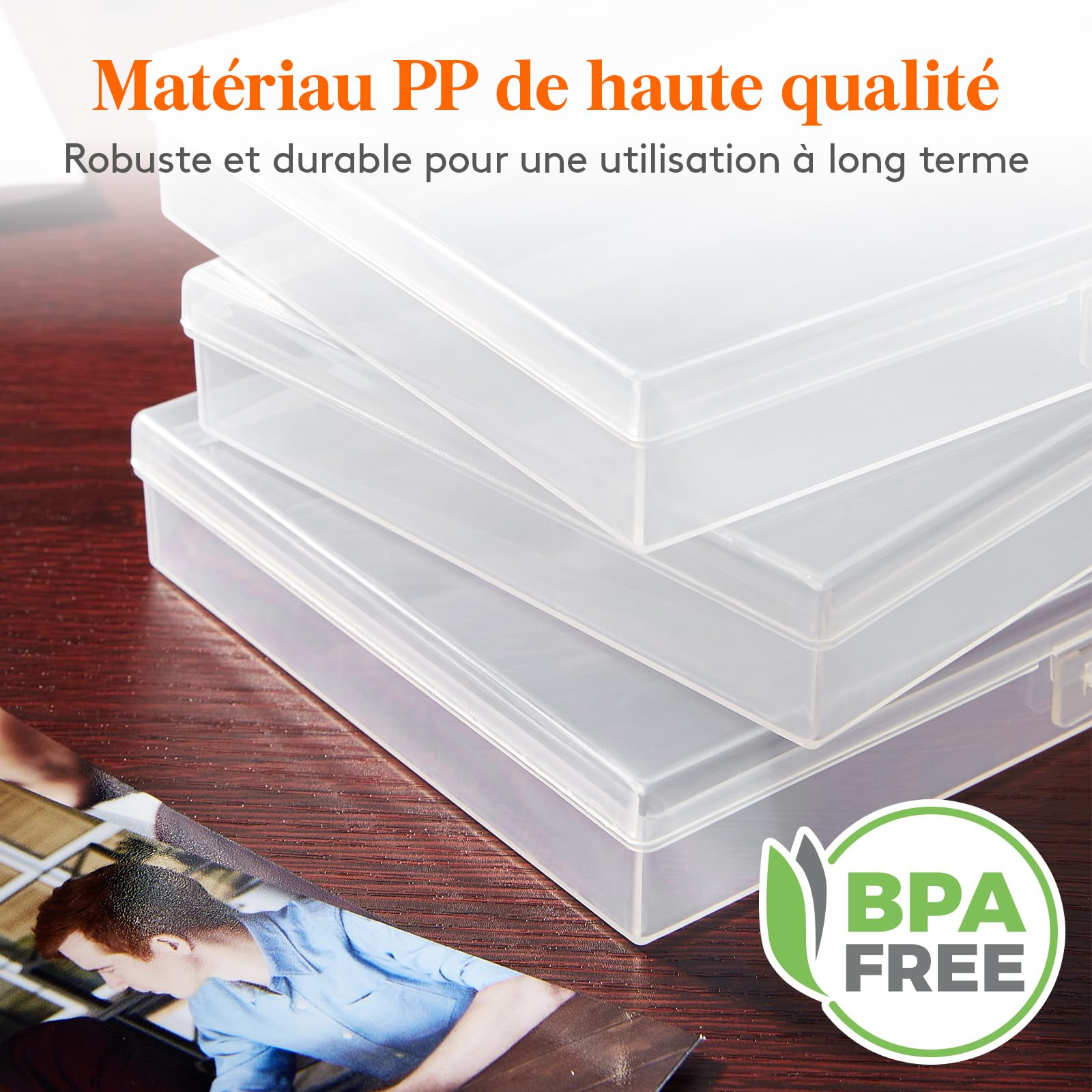 Lifewit Boite Rangement Photos 10 x 15 cm, 18 Compartiments 4R Intérieurs Storage Box Photo, Organisateur Photo avec Poignée, Boite Rangement Plastique pour Carte Bijoux Jouet, Transparente, 1 Pièce