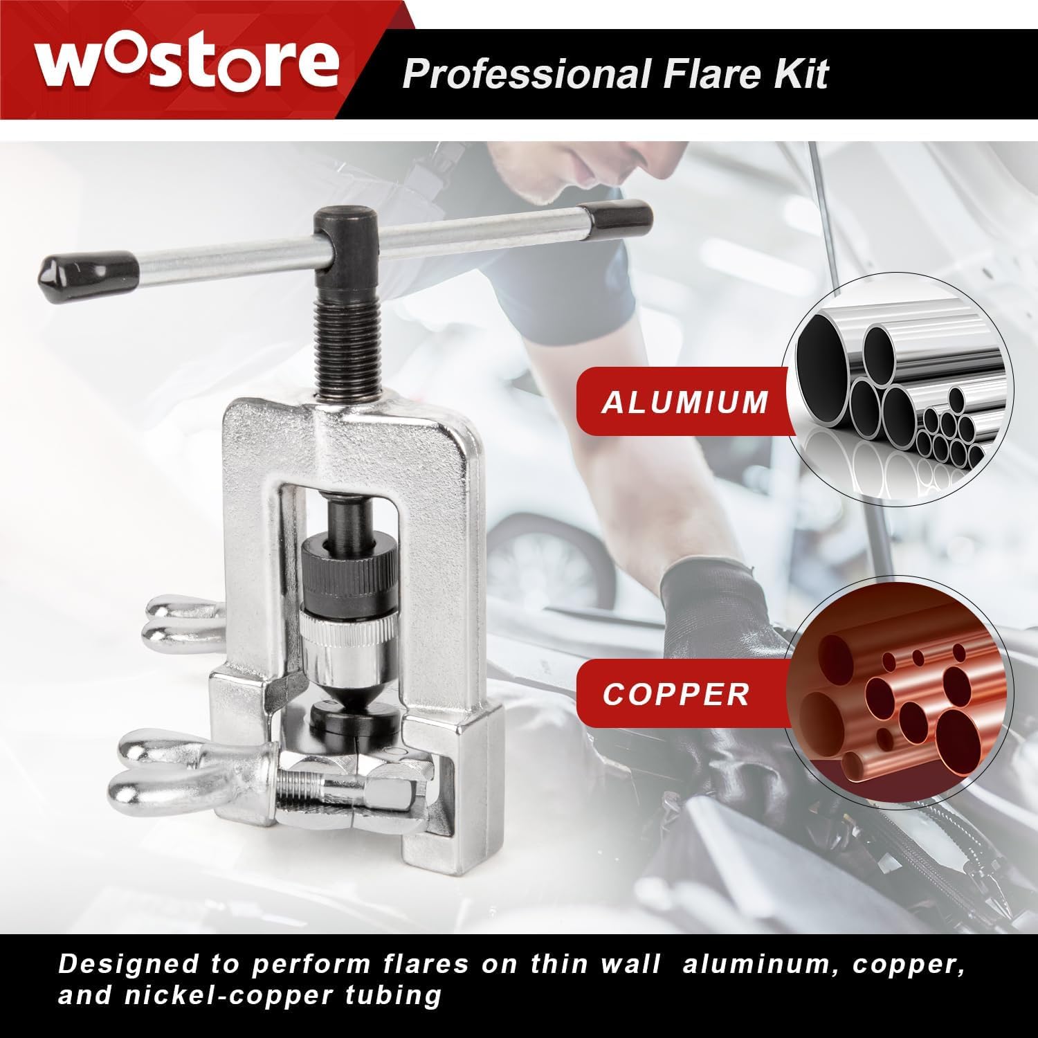 Wostore Sbirattatrice Doppia per Tubi dei Freni 3/16"-5/8" 7 Misure rame plastica alluminio