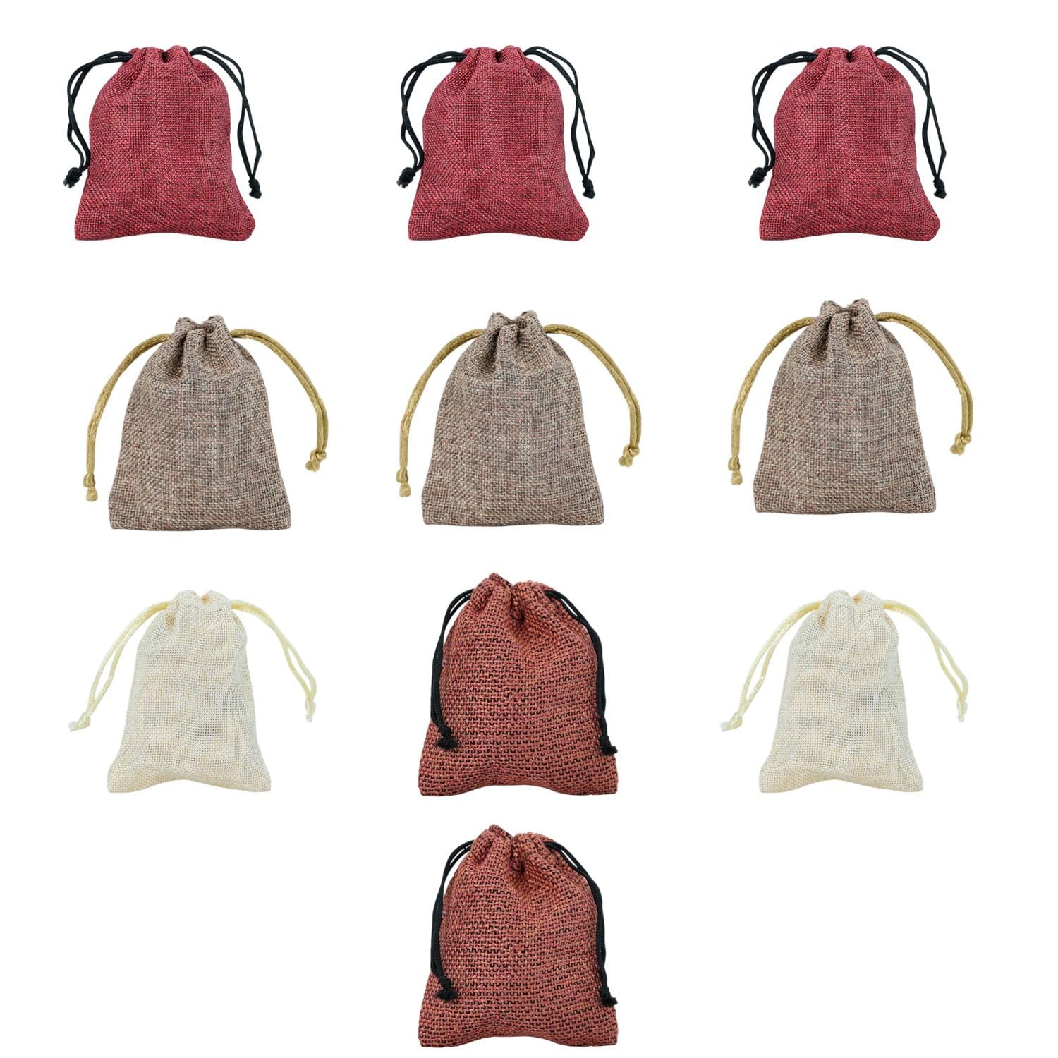 Drawstring Pouch Bag, Red Burlap Fabric, Black Cord Closure, Small Storage Sack (10, Grey, 9x7 Inche)-picture-54
