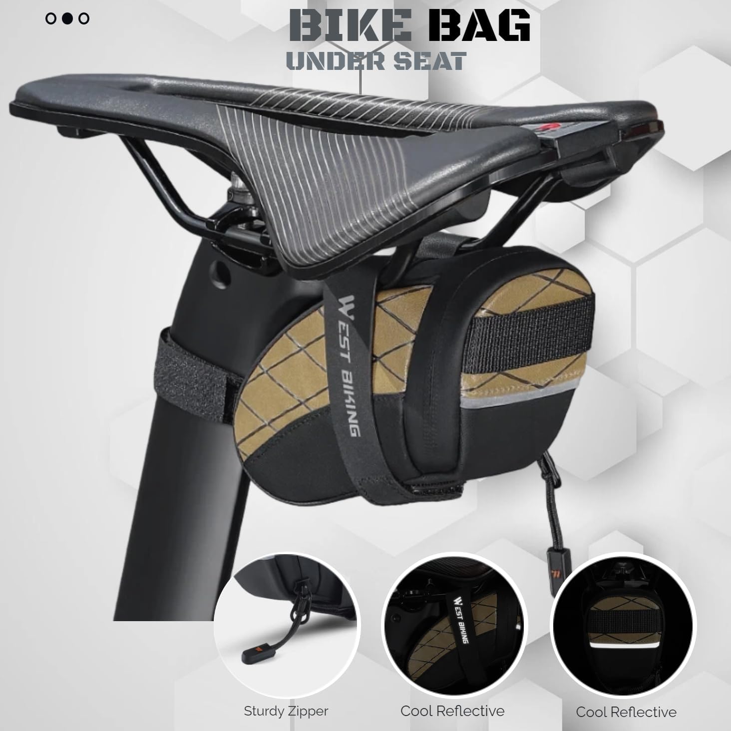Bike Saddle Bag,Waterproof Bicycle Under Seat Pouch,0.3L Cycling Wedge Pack for Mountain Road,Cycling Accessories Storage Pack Waterproof Durable Pouch for Mountain,Beach or Road Bikes