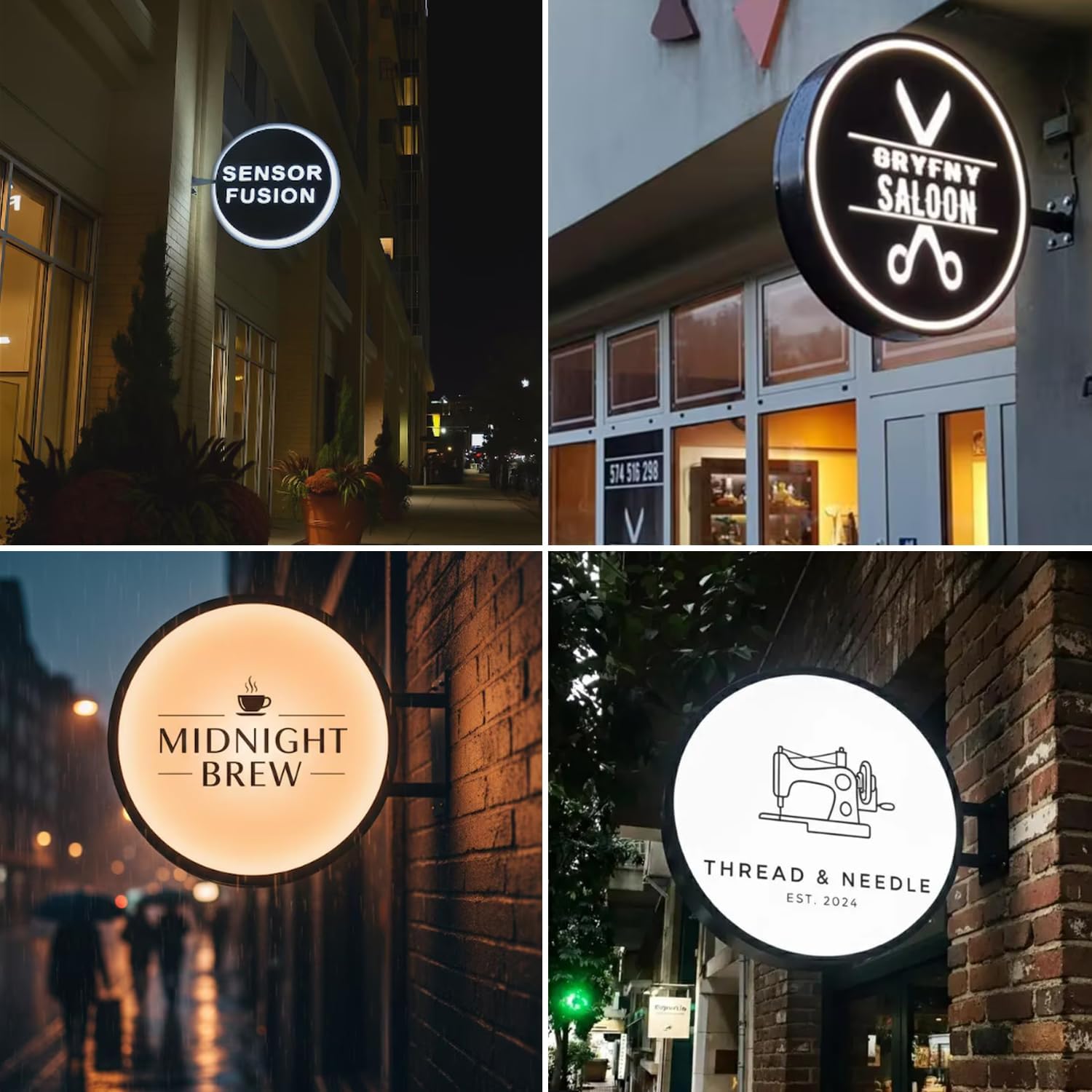 Custom Advertising Lightbox Logo Sign - Personalized Double/Single Sided LED Lighting Round Business Logo for Wall Decor, Shop Shows, Salon, Cafes, Bar & Restaurant Sign, Waterproof, Indoor Outdoor