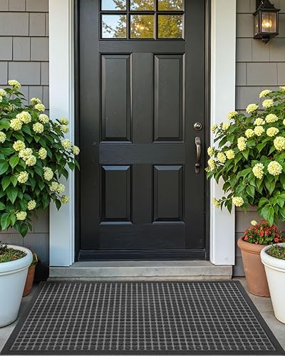 Miniatura 8 de DEXI - Tapete para puerta delantera para interiores y exteriores, tapete de bienvenida duradero y resistente, antideslizante, de perfil bajo, fácil