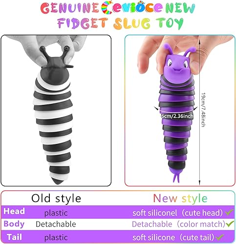 Miniatura 5 de Cevioce Juguete sensorial de babosas para niños y adultos, 3 piezas de juguetes sensoriales para autismo para niños autistas, juguetes para niños