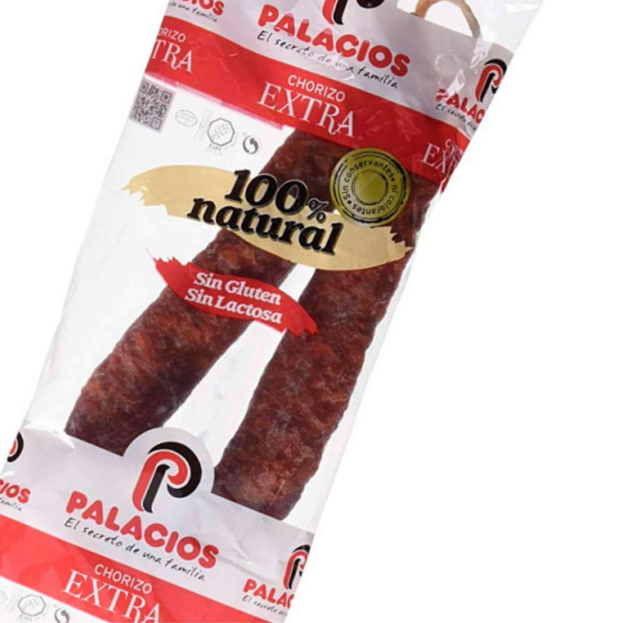 Chorizo Palacios Dulce Extra -Peso Aproximado 300 gramos Unidad - Chorizo Riojano - Sin Gluten Sin Lactosa (Lote 2 Chorizos Dulces)