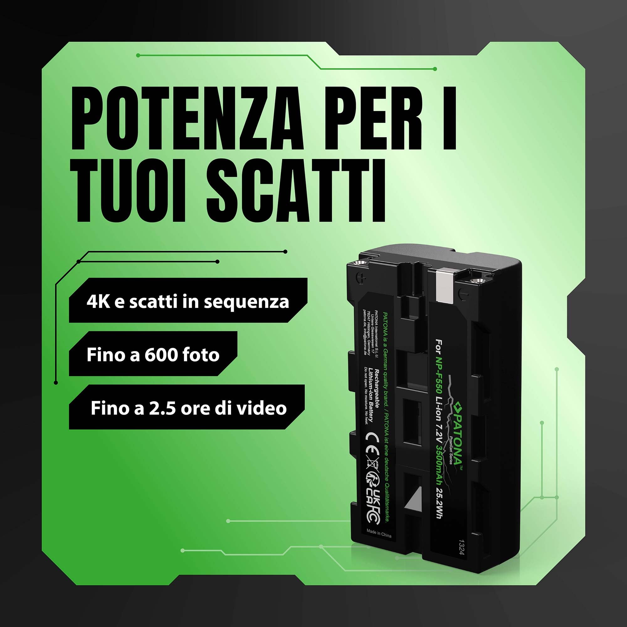 PATONA Premium Batteria per Sony NP-F550 F730 F750 F930 F950 3500mAh