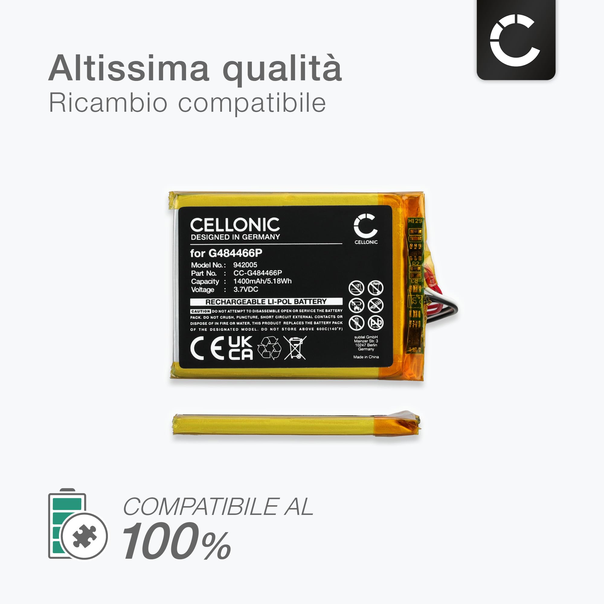 CELLONIC 1x Batteria per Navigatore GPS Compatibile con Polar V650, G484466P – (1400mAh, 3.7V) + Set di strumenti 17pz