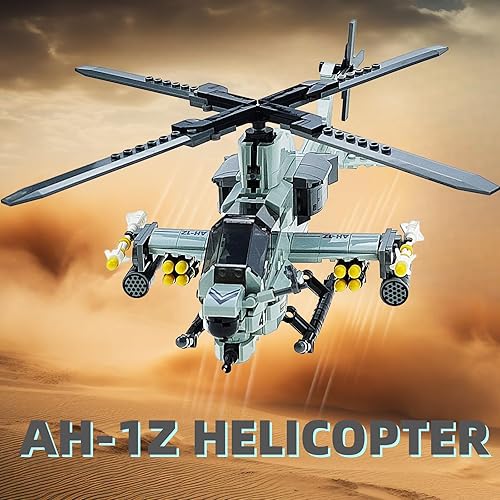 Miniatura 2 de Juegos de construcción de troncos para niños 8-12 597 piezas US AH-1Z helicóptero armado bloques de construcción juguetes para niños y adultos