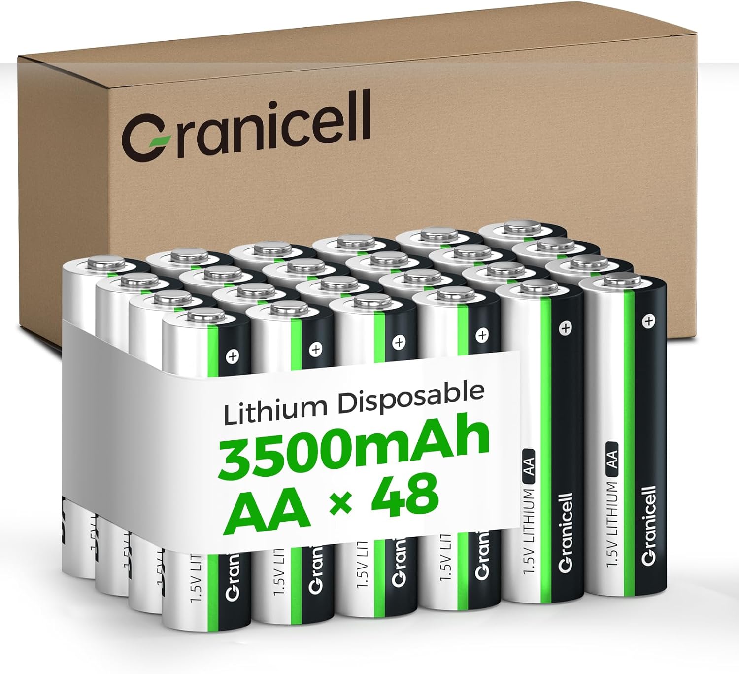Granicell 48-Pack 3500mAh Lithium AA Batteries | 1.5V for Blink Cameras, Smart Locks, Alarms & Tech Devices | 10-Year Life, Leak-Proof, Extreme-Temp Resistant (Non-Rechargeable)
