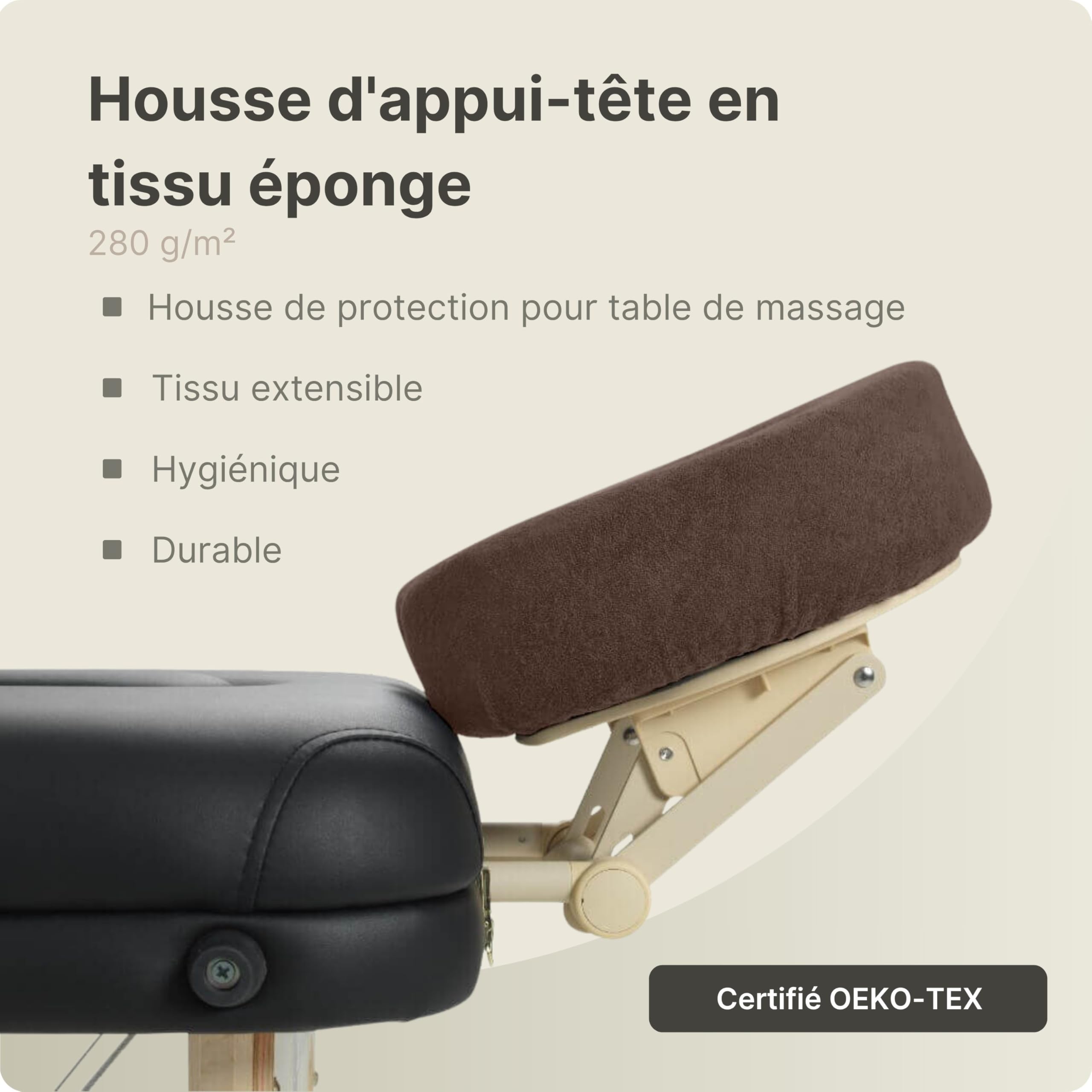 Lot de 2 housses de coussin de tête pour le massage en microfibre avec élastique – Housses