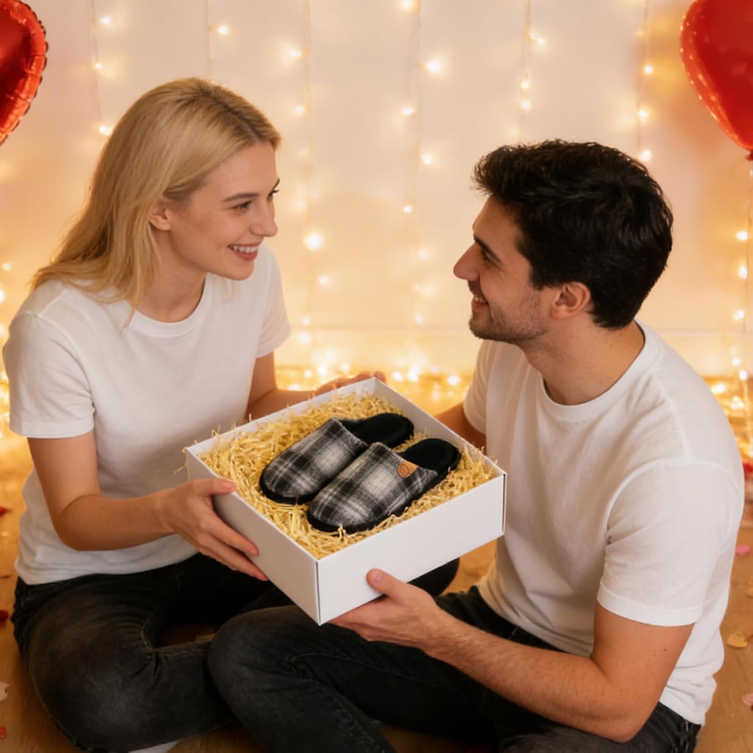 Men's Slippers Cozy House Slippers, Warm Soft Indoor Outdoor Cotton Slipper for Men with Memory Foam Gifts for Men Him Dad - Image 2