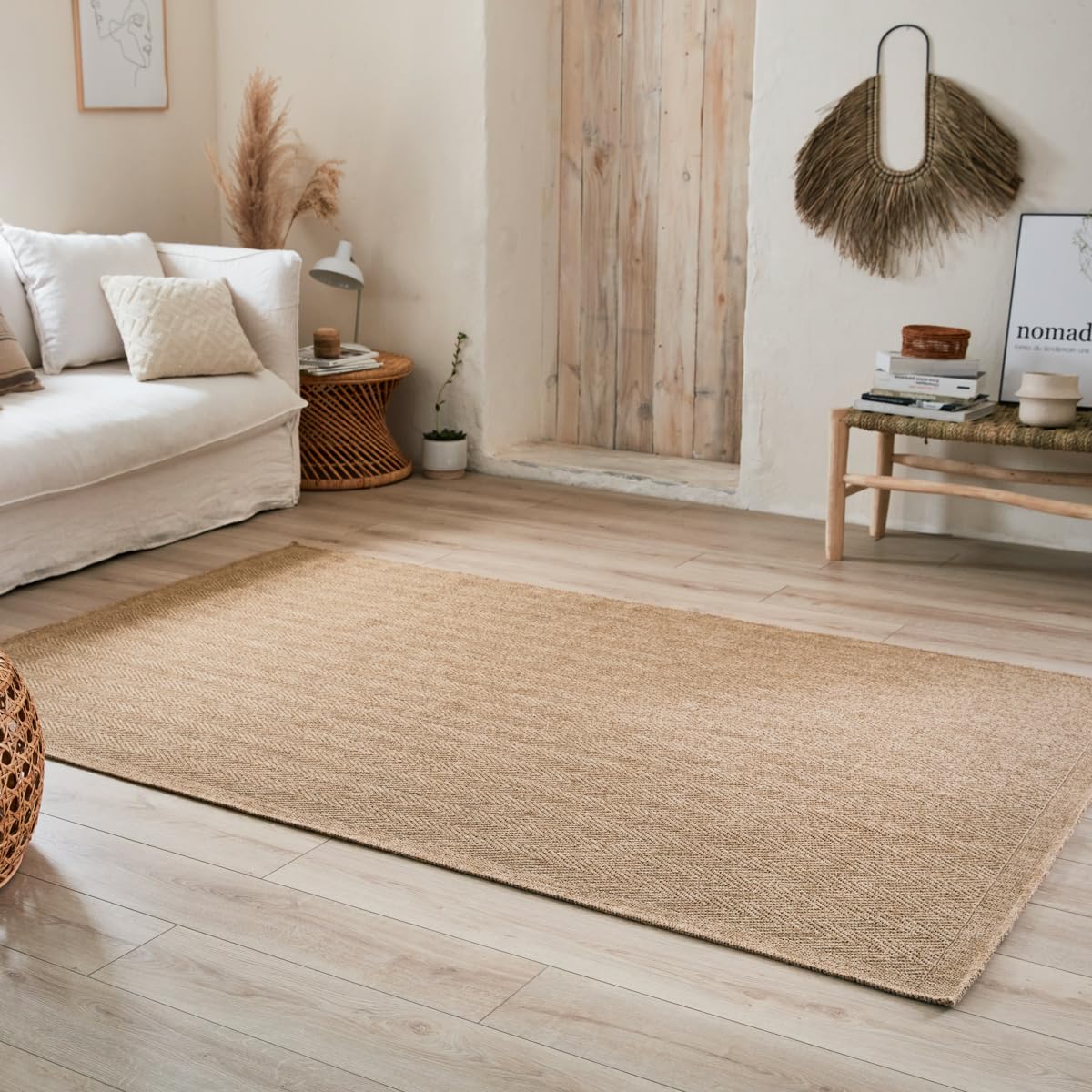 Atout Ciel Tapis Intérieur Extérieur Effet jonc de mer, 160 X 230cm, Beige