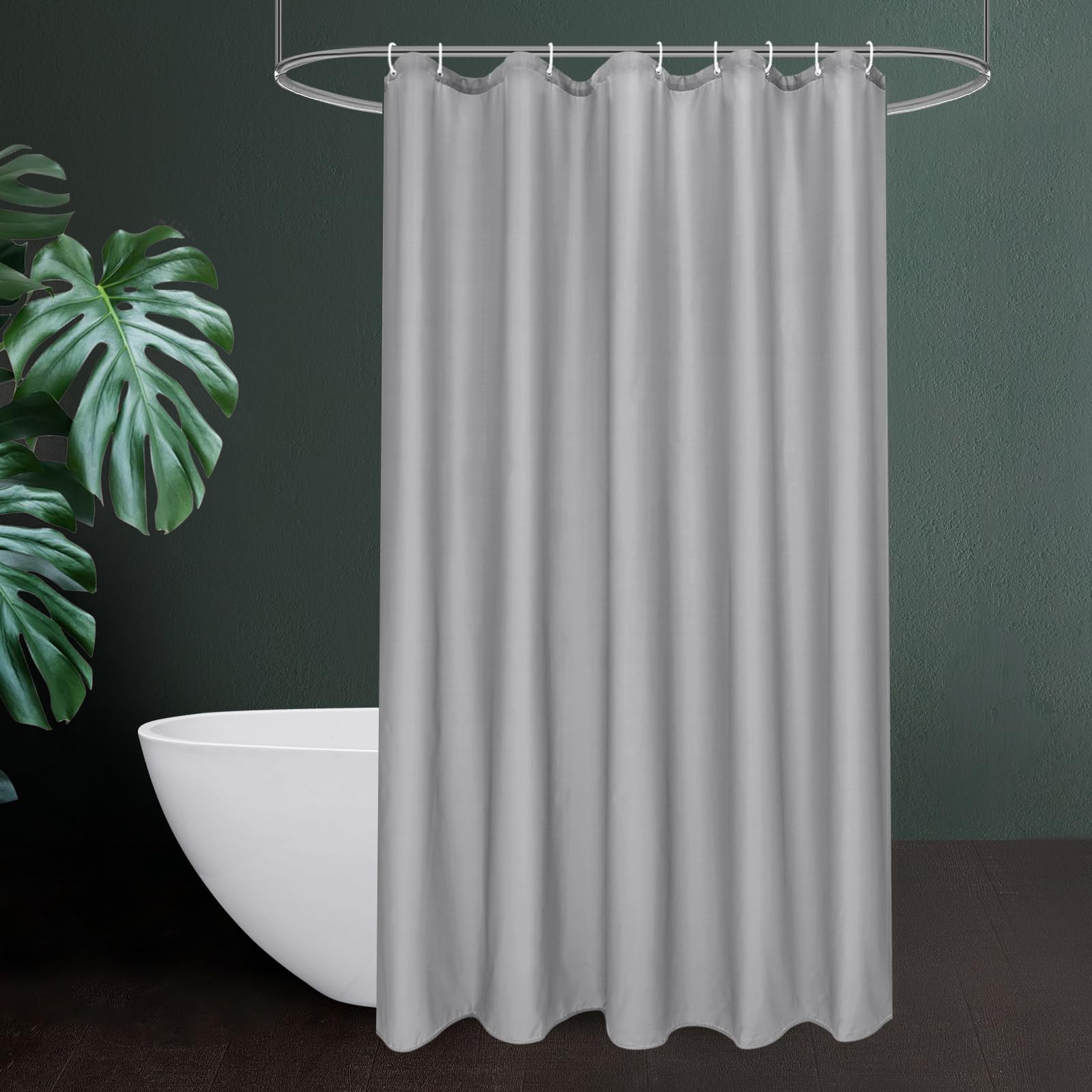Amazon.com: UFRIDAY Grey Fabric Half Size Stall Shower Curtain Liner 48 ...