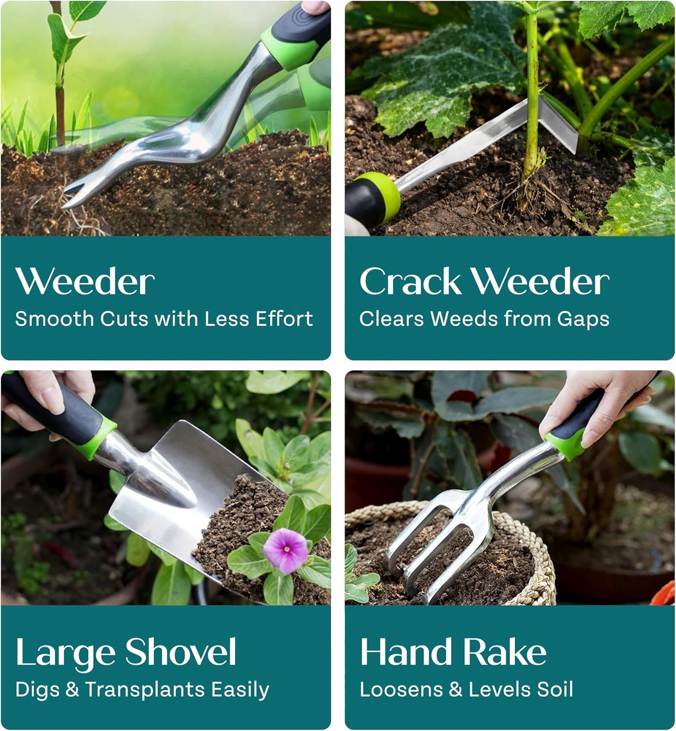 Juego de 22 herramientas de jardín resistentes, a prueba de óxido, suministros de jardinería duraderos, herramientas manuales ergonómicas de jardinería, regalos de jardinería ideales para mujeres