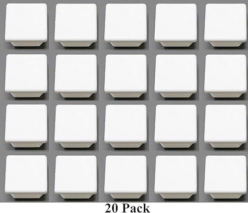 Miniatura 2 de Tapa de tubo cuadrada blanca de plástico universal de 1-12 pulgadas, tapón de acabado, tapa de extremo de tubo de tubo, deslizamiento de silla