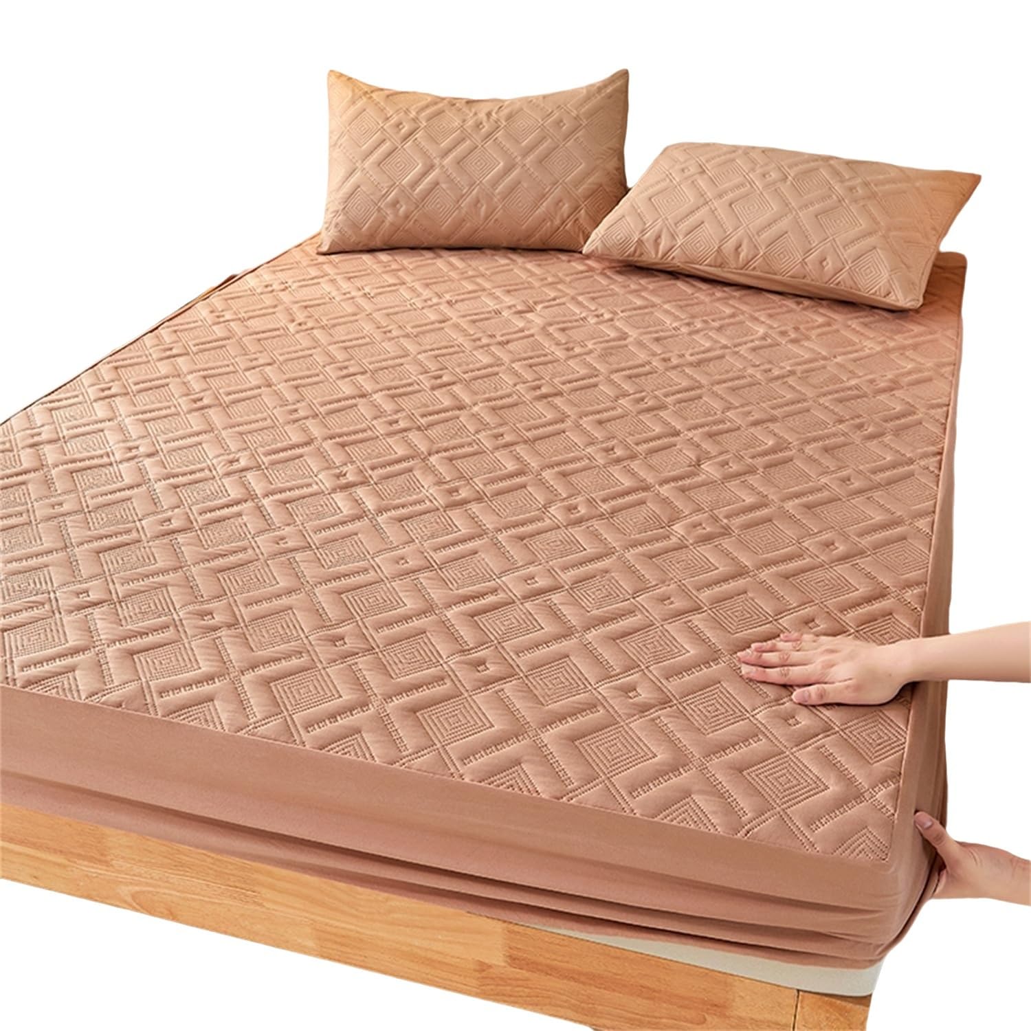 Coprimaterasso Impermeabile, Traspirante e Morbido in Cotone, Adatto a materassi da 6 a 18 Pollici, Silenzioso e Lavabile, con Angoli Elasticizzati, Ideale per Camera da Letto e Hotel (Rosa,