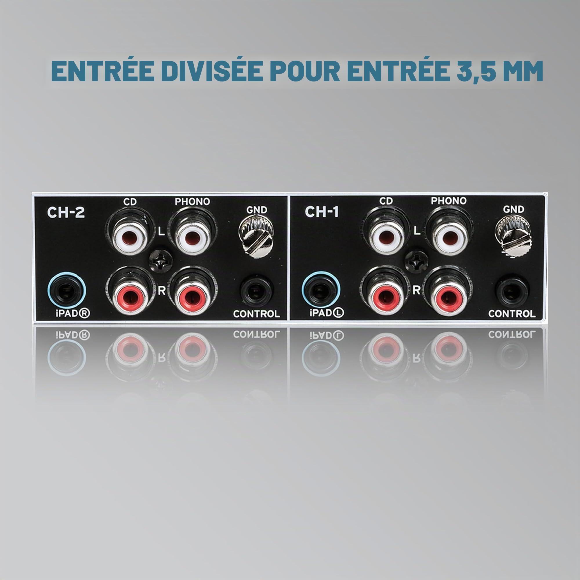 Reloop RMX-22i - Mélangeur d'effets numériques à 2 (+1) canaux, 4 effets de couleur sonore instantanés par canal, entrée audio divisée iPad/tablette/smartphone, noir