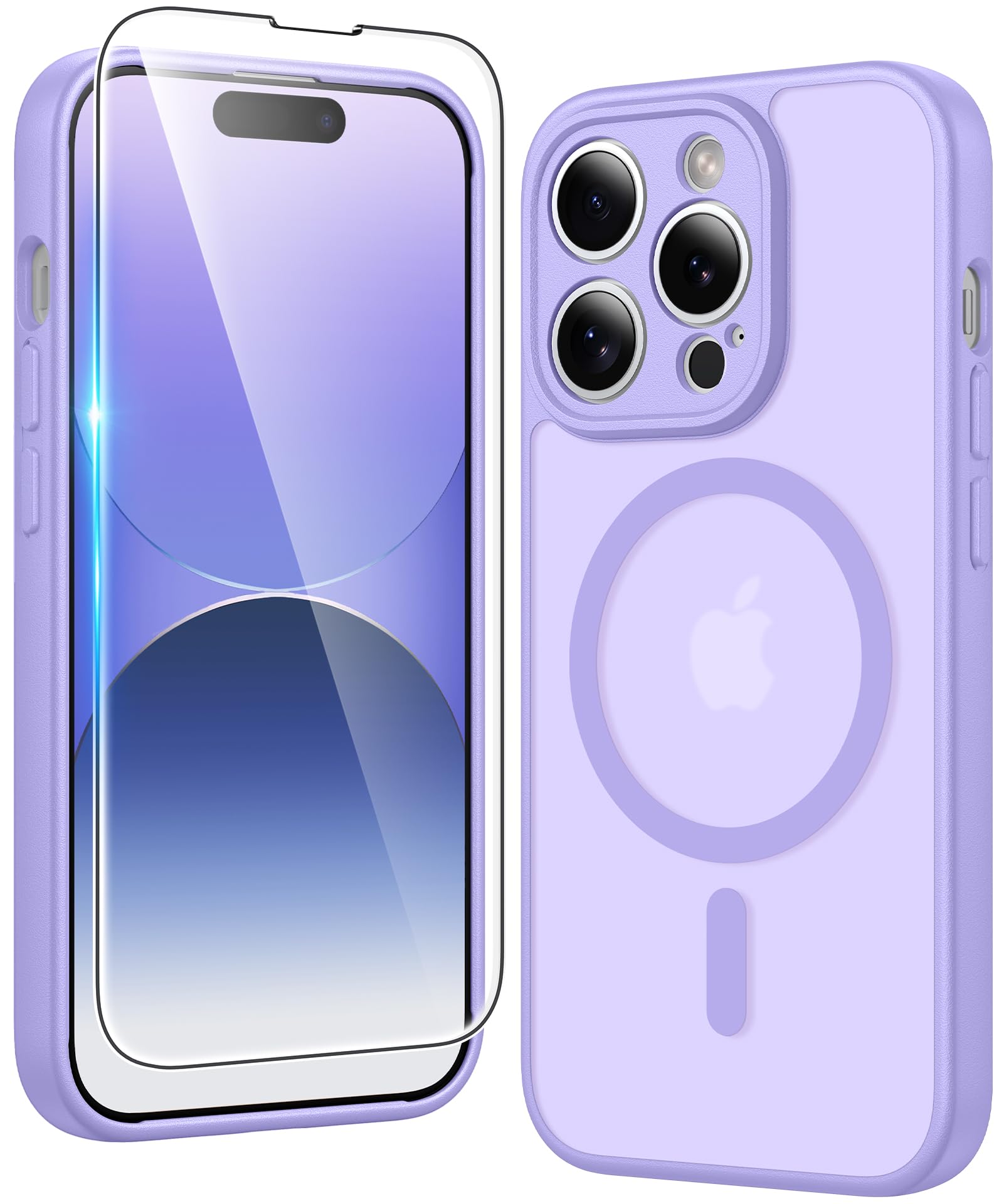 FNTCASE for iPhone 14 Pro-Max Case Compatible with Magsafe Matte Phonecase | Screen Protector, Military Grade Drop Protection, Slim Magnetic Phone Cases, Shockproof Bumper, Translucent Cell Cover