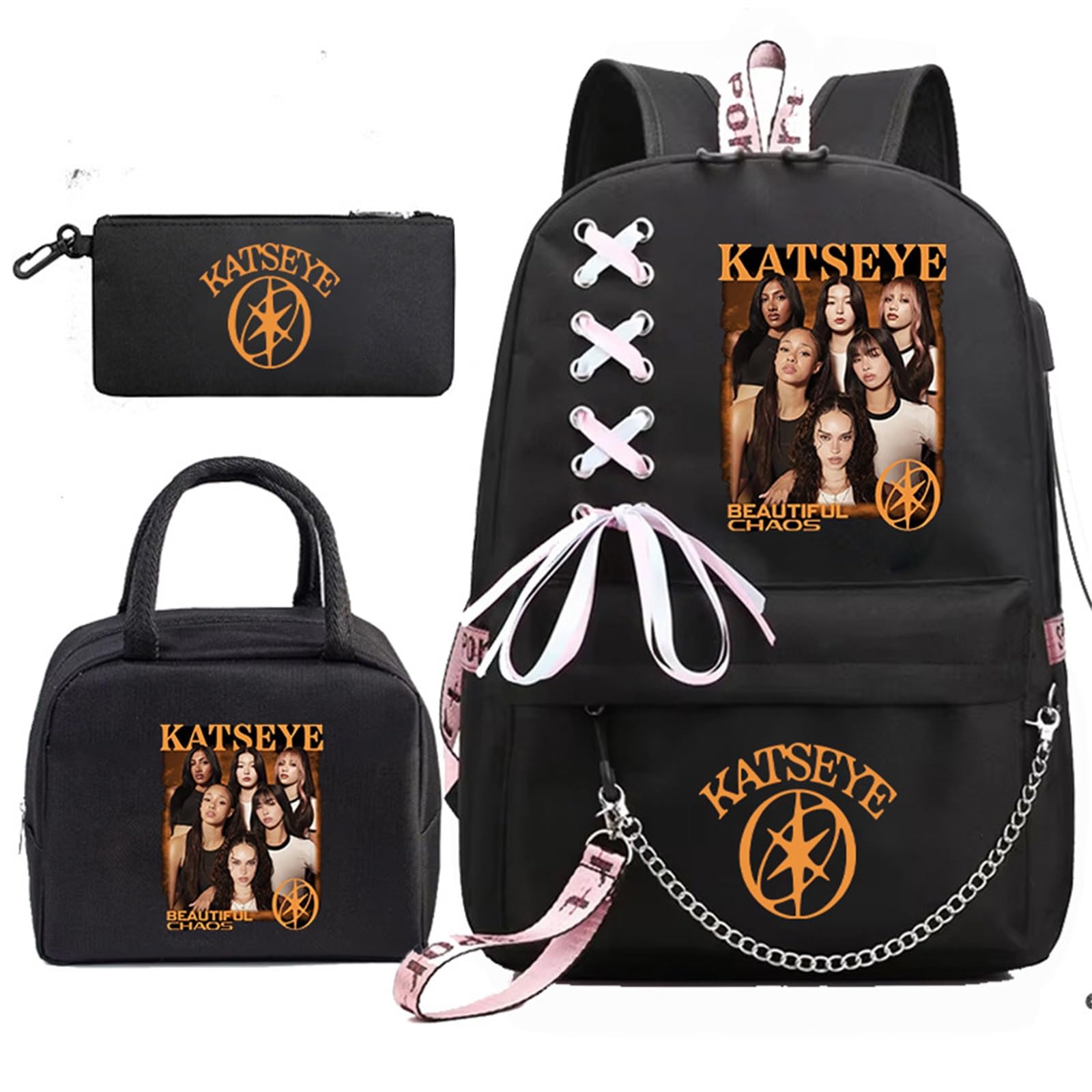 Kpop Backpack Set with Lunch Box & Pencil Case Kat Seye Merch for Fans