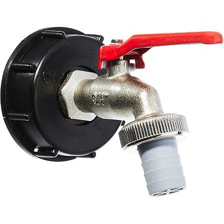 Cornat Kugelauslaufhahn - 26,44 mm (3/4 Zoll) AG - Inkl. Schlauchanschluss & Adapter für IBC-Regenwassertanks - Hochwertiges Messing / Zapfhahn für Regentonnen / Wasserhahn / Absperrhahn / FLOR92586