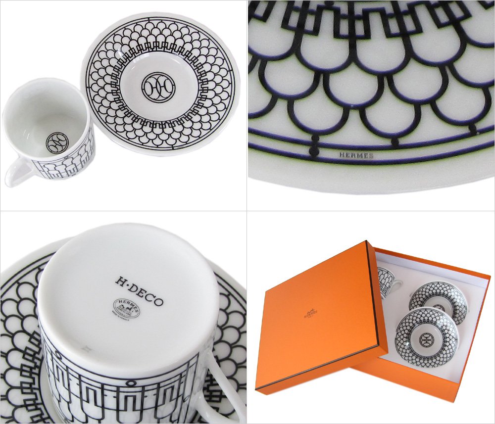 Amazon｜エルメス HERMES Hデコ コーヒーカップ&ソーサー ペア 90ml 