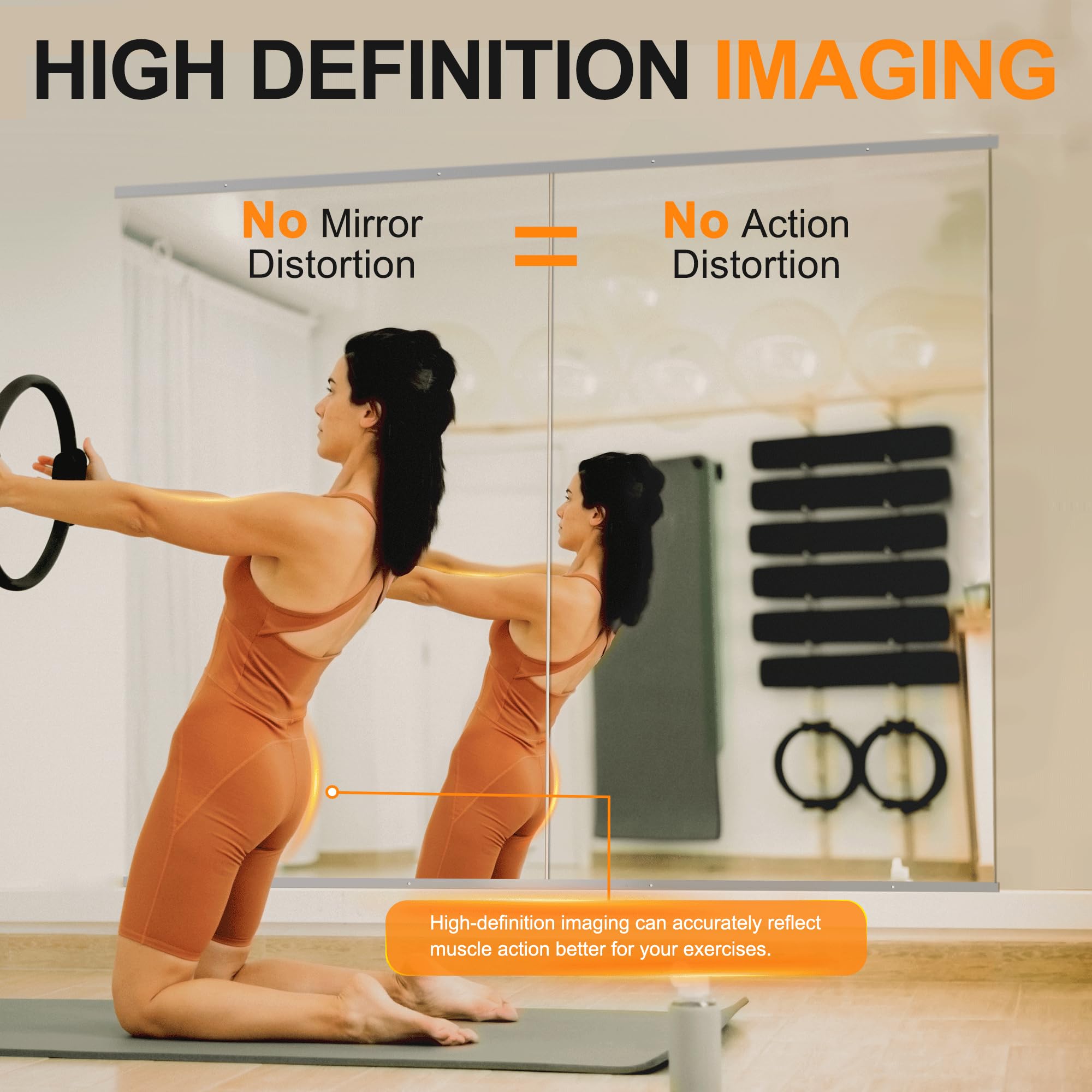 Delma Espejo de gimnasio en casa, 54 x 30 x 2 piezas, espejo grande de cuerpo completo para yoga, espejo de cristal sin marco para montaje en pared, espejo de pared para gimnasio en casa, garaje,