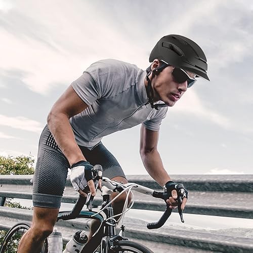 Miniatura 6 de Besmall Casco de bicicleta para hombres, mujeres y adultos con luz trasera LED, casco de ciclismo ajustable para viajes urbanos, cascos de bicicleta