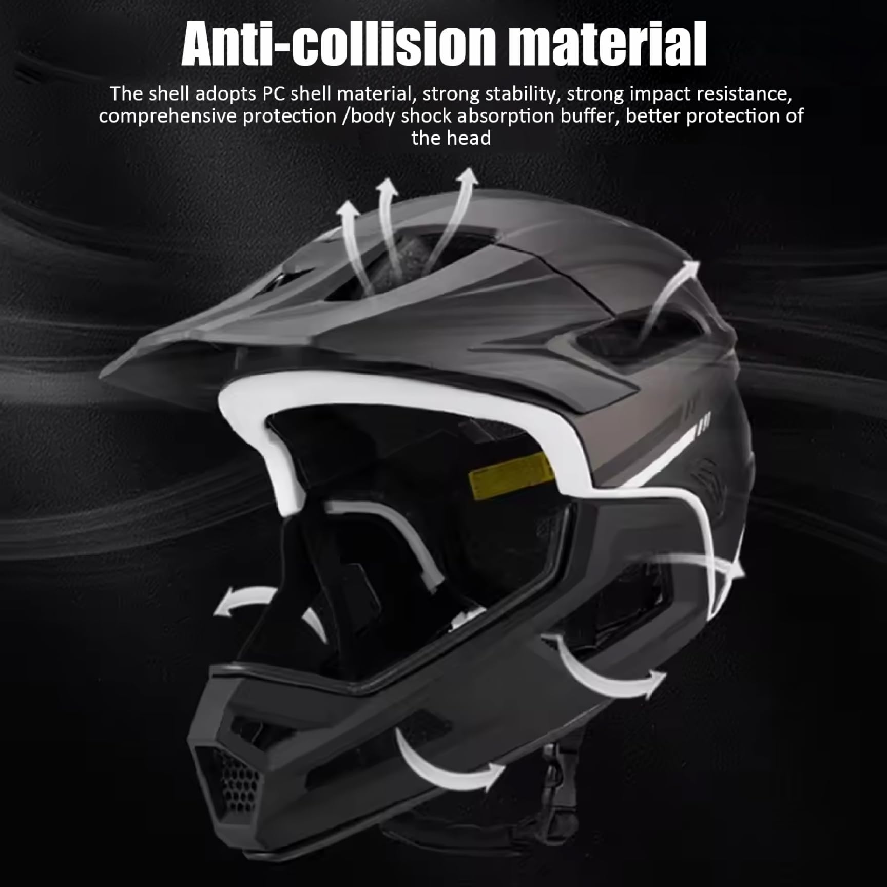 Casco da mountain bike per adulto Casco integrale da bici antiurto regolabile unisex con supporto per il mento staccabile per ciclismo all'aperto, Decorazione della casa