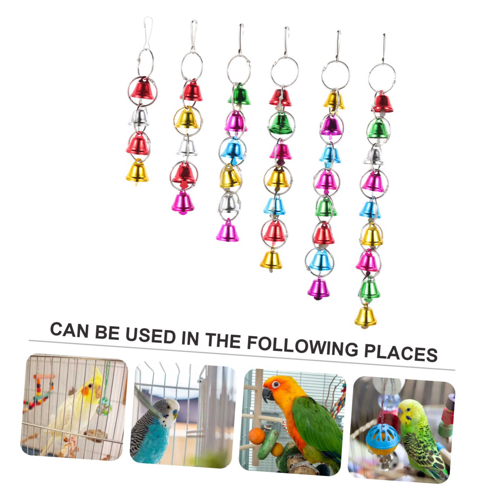 POPETPOP 12piezas Juguete para Aves De Campanillas Accesorios para Jaula De Periquitos y Cacatúas Juguete De Masticar y Diversión para Aves Material Resistente y Seguro