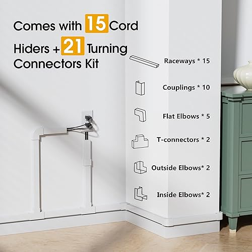 Miniatura 3 de Cable ocultador de cable de TV de 212.6 pulgadas, cubiertas de cable para 2-3 cables en la pared, más fácil de instalar, cubiertas de cable para