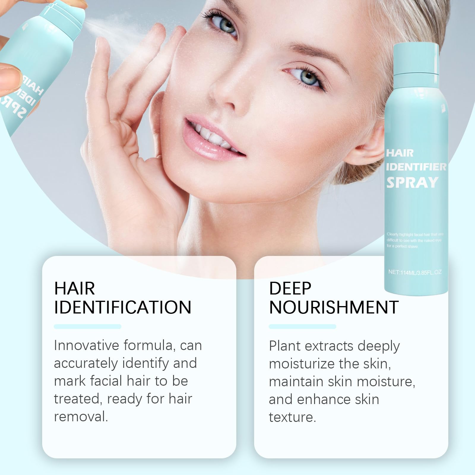 Hair Identifier Spray, Identyfikacja Włosów Do Czyszczenia Twarzy, 100 Ml, Szybkie Depilacja, Hamuje Wzrost Włosów, Odpowiedni Do Wszystkich Typów Skóry-Niebieski