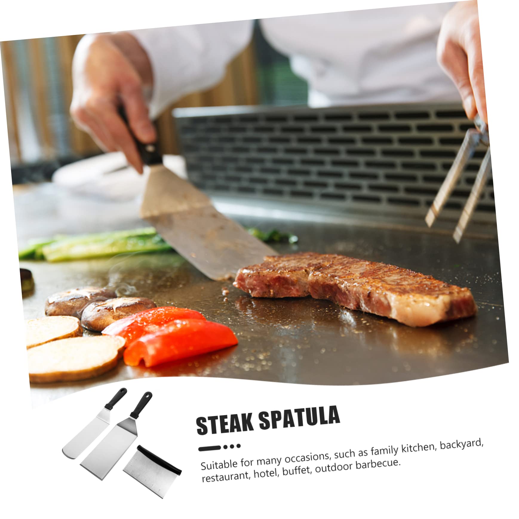 COLLBATH 1 Set Espátula de Acero Inoxidable Mango Pp, Espátula para Cocina y Parrilla, Utensilio de Cocina para Freír y Voltear Comida