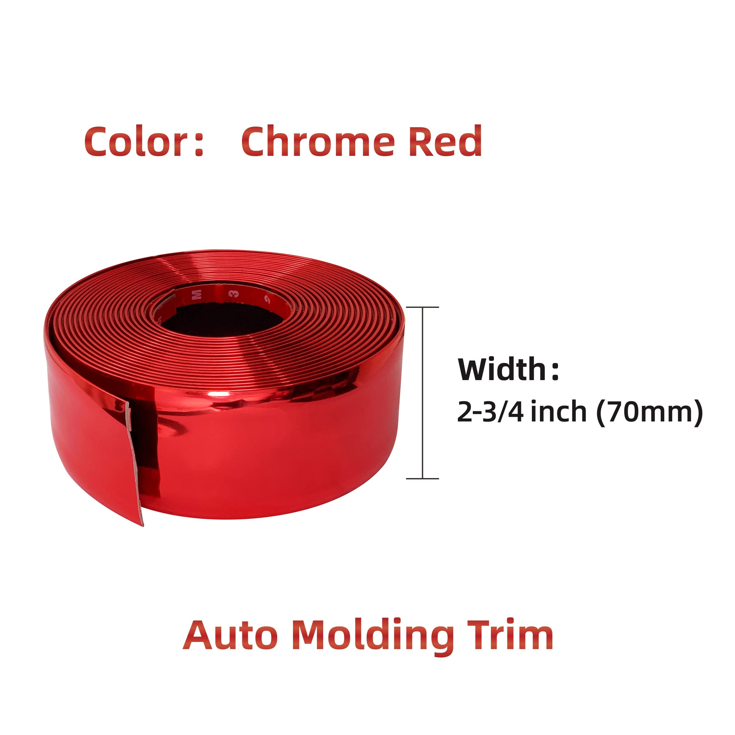Modanatura per esterni e interni, cromata rossa, per auto, per auto, auto, auto, auto, auto, auto, lato laterale, antigraffio, larghezza 70 mm, larghezza 70 mm, lunghezza 70 mm