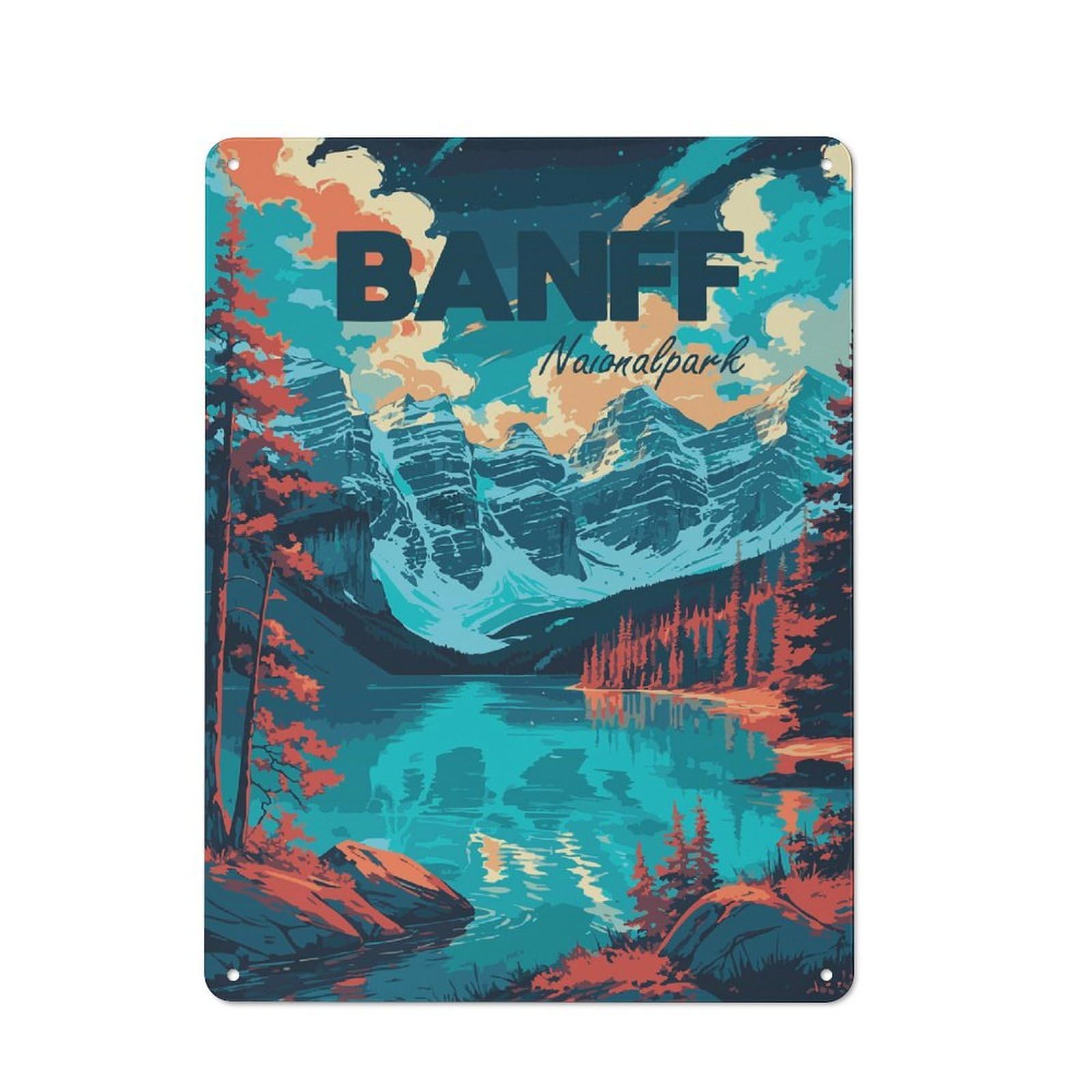 Junmoney Style-3 Vintage Garden Room Metal Sign 40X30cm Featuring Banff National Park Landscape Art, Utility Space Decor For Shed, Garden Room, Porch Or Garage