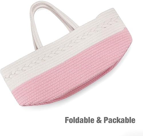 Miniatura 5 de PandaEar Organizador de pañales para bebé, cesta de almacenamiento de cuerda de algodón, organizador portátil de automóvil para baby shower, regalos