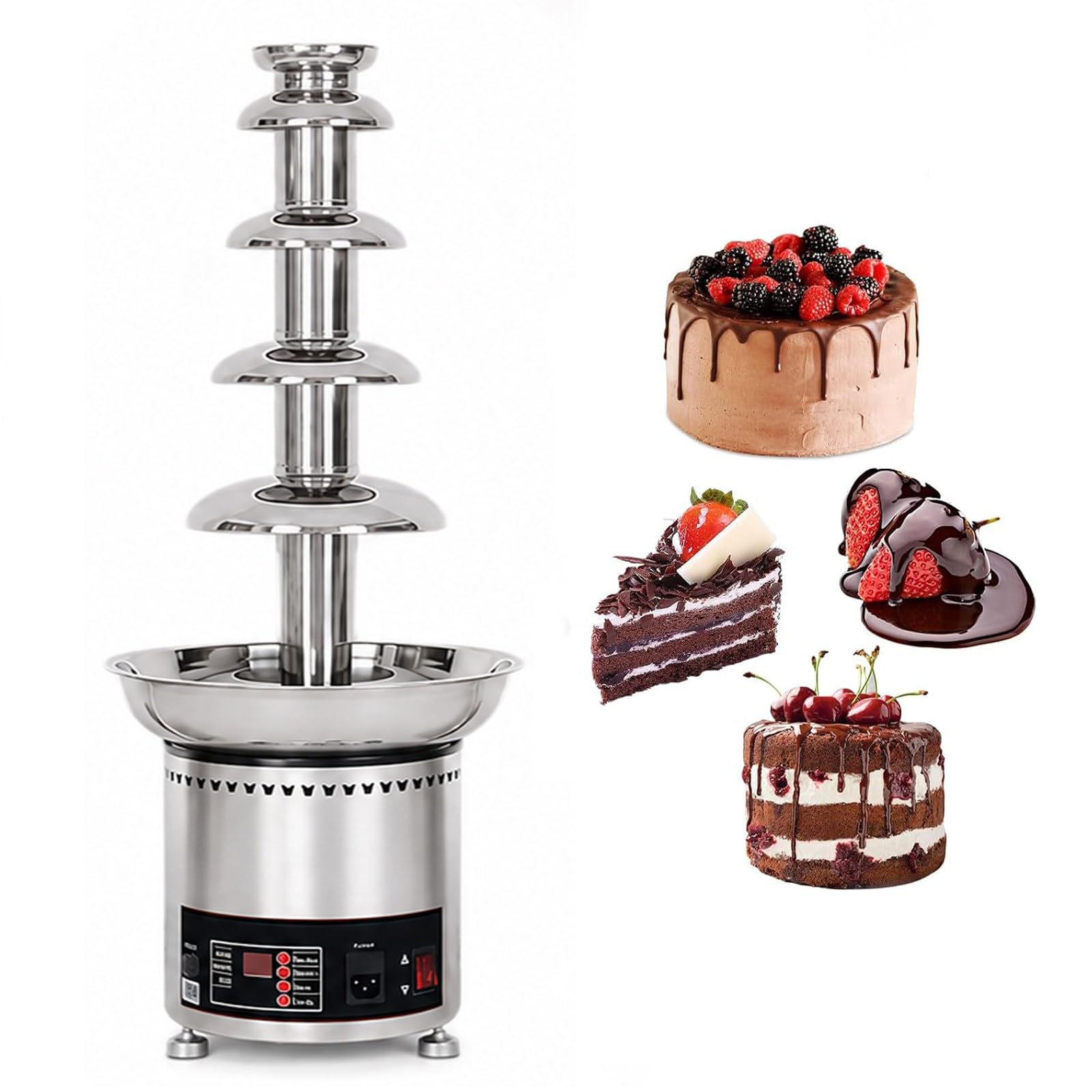 Glowdora Multi Layer Chocolat Waterfall Machine, Commercial Fondue Melting Equipment 5Tiers