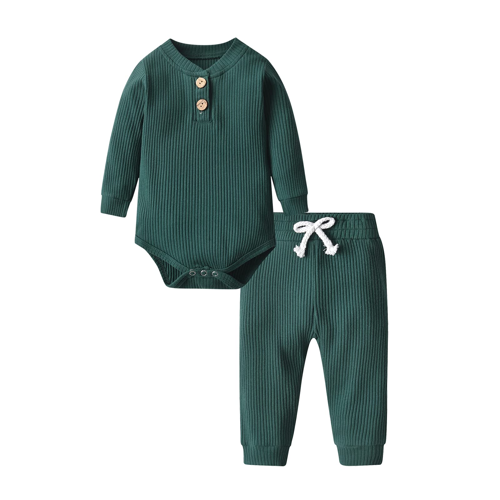 FupalityBaby Clothes Newborn Boy Girl Clothing Solid Color Cotton Unisex Baby Long Sleeve Trouser Top Baby Outfits