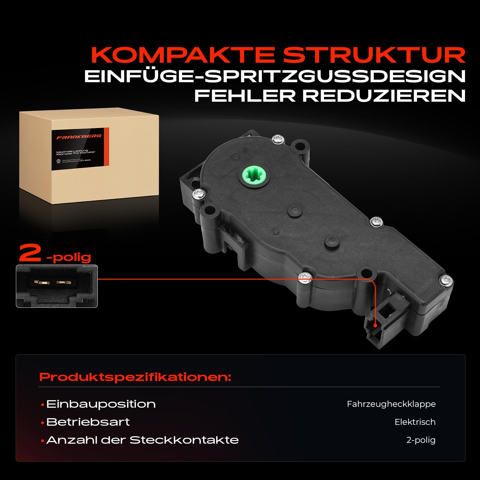 Frankberg Türschloss Stellmotor Hinten 2-Polig Kompatibel mit C-Klasse S204 Kombi 2007-2014 E-Klasse W213 C238 S212 2016-Heute M-Klasse W116 SUV 2011-2015 Replace #2047500060