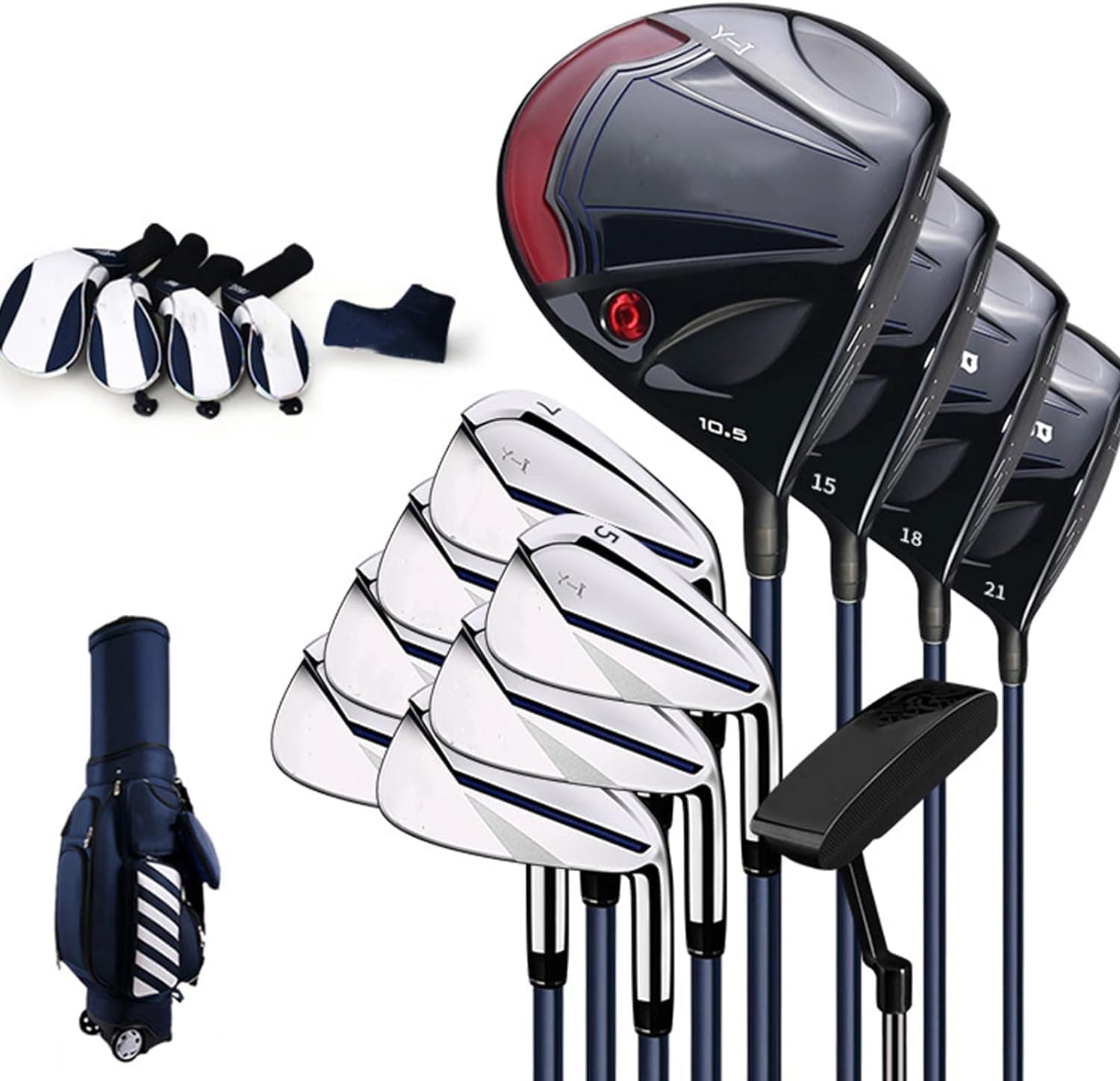 Juego completo de palos de golf para principiantes, juego completo de golf para hombre, bolsa de pelota estándar de golf, mango de carbono para mano derecha, paquete de 12 con bolsa de carrito