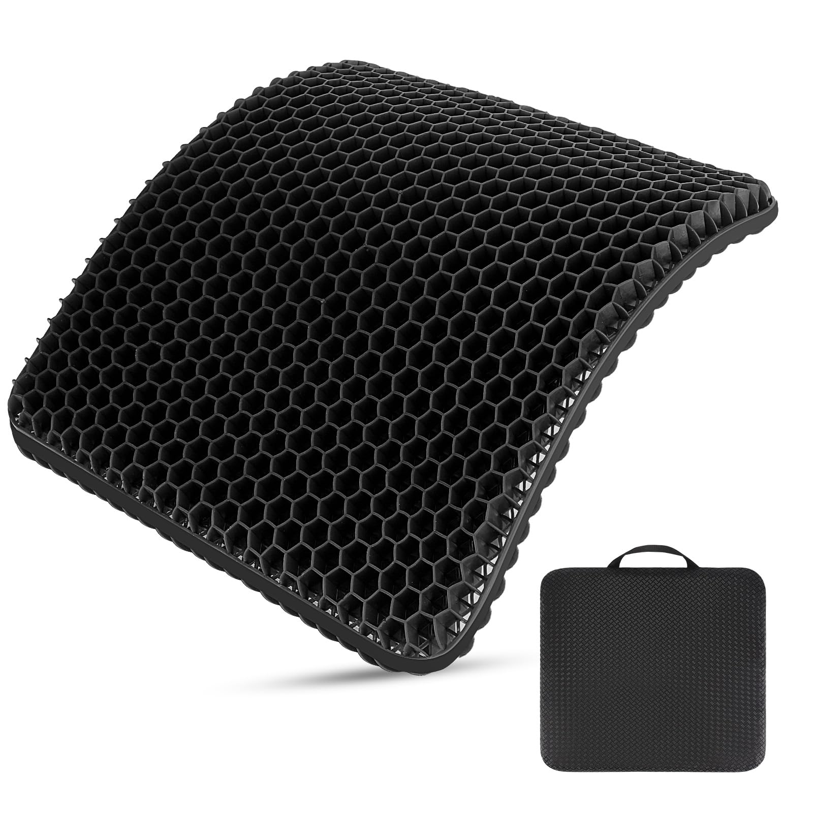 Black Seat Cushion, Gel Seat Cushion for Long Sitting Back Pain
