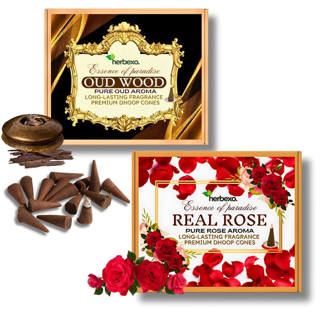 HERBEXO DHOOP Oud Wood Dhoop Cones for Puja Meditation Relaxation Yoga Authentic Aromatic Home Fragrance Daily Stress Relief Spiritual Ritual Brown-image-43