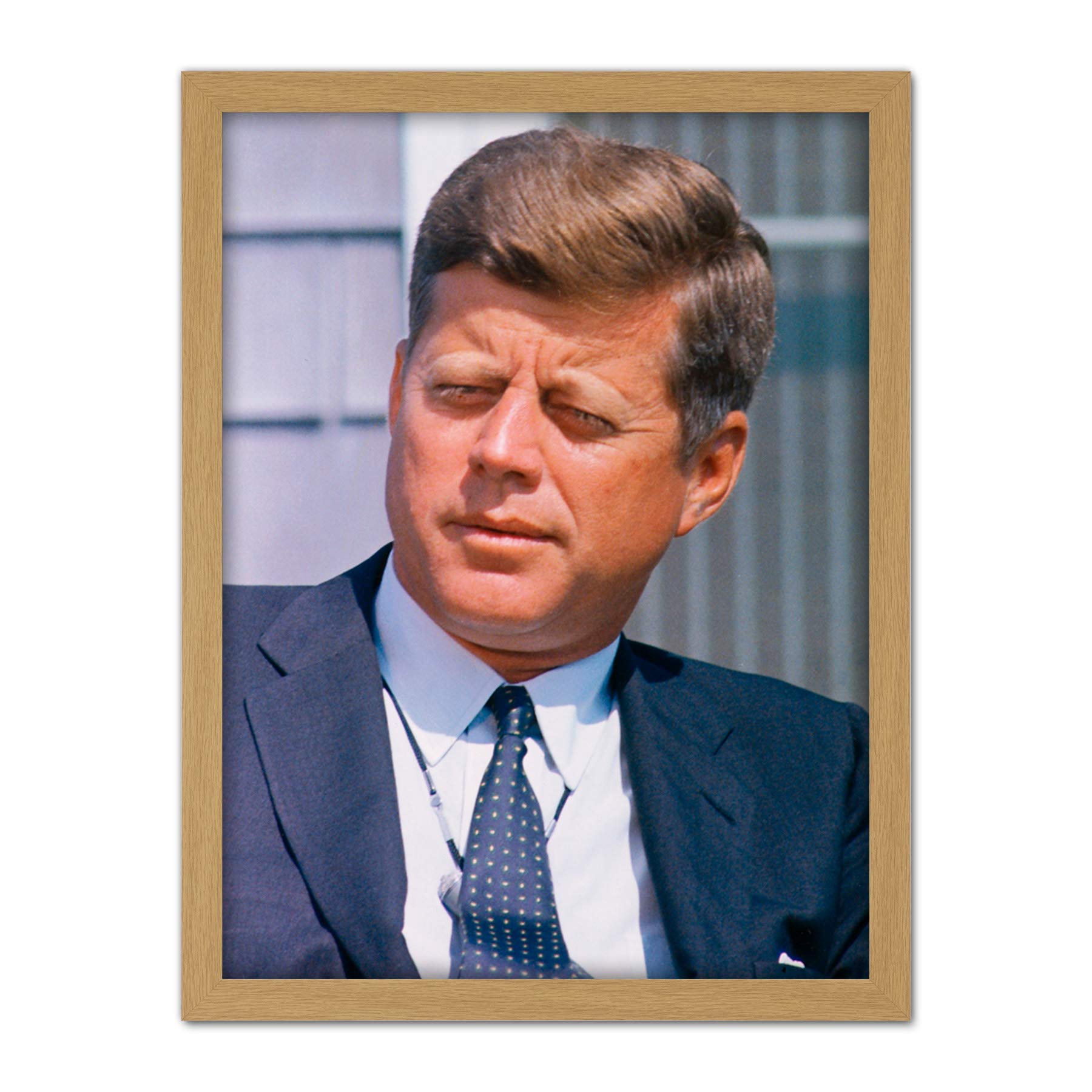 President JFK Kennedy Cronkite Interview Photo Artwork Framed Wall Art Print 18X24 Inch
