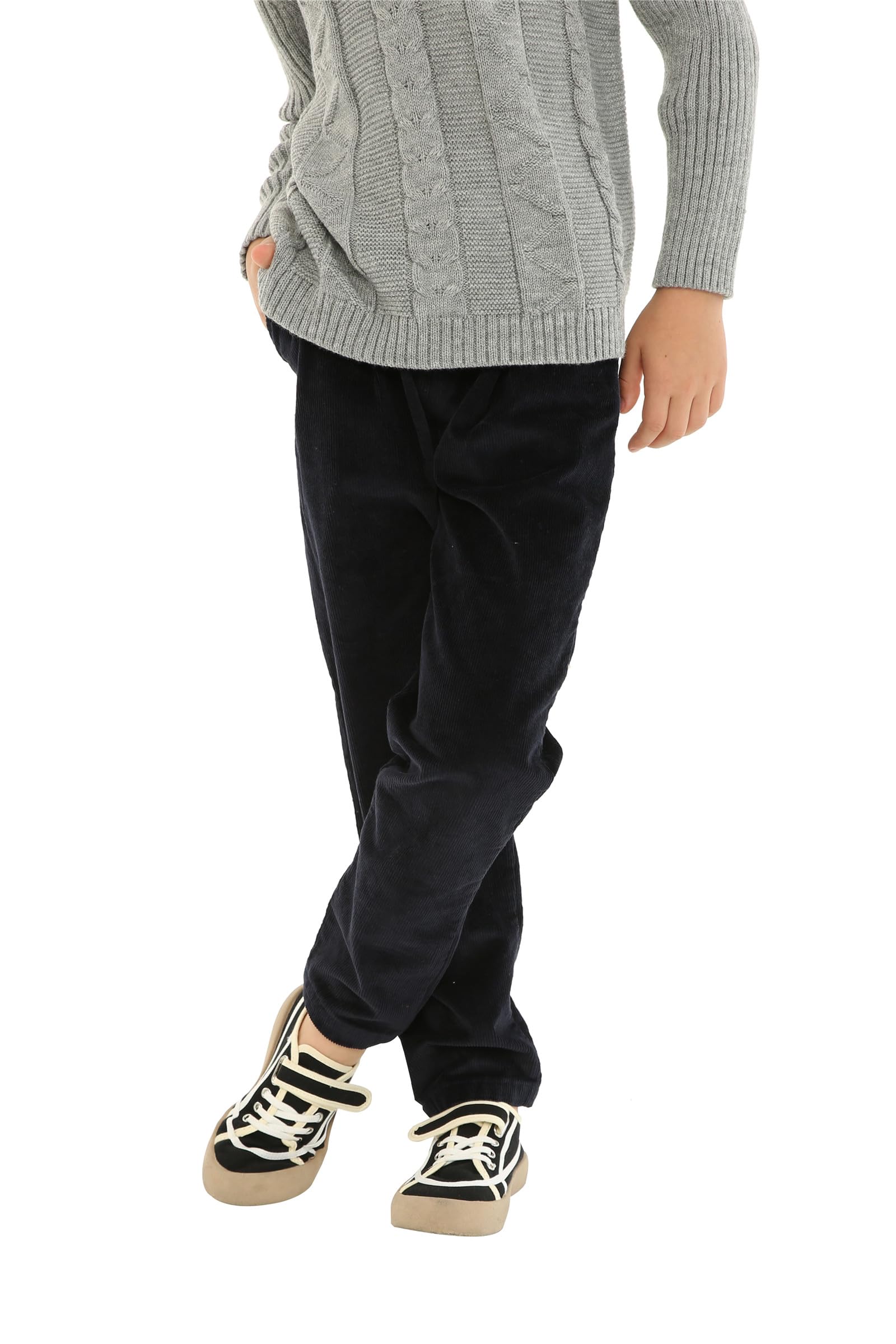 Mud Kingdom Pantalones de pana para niños y niñas, cintura elástica, ajuste recto, pantalones deportivos para niños de 3 a 8 años