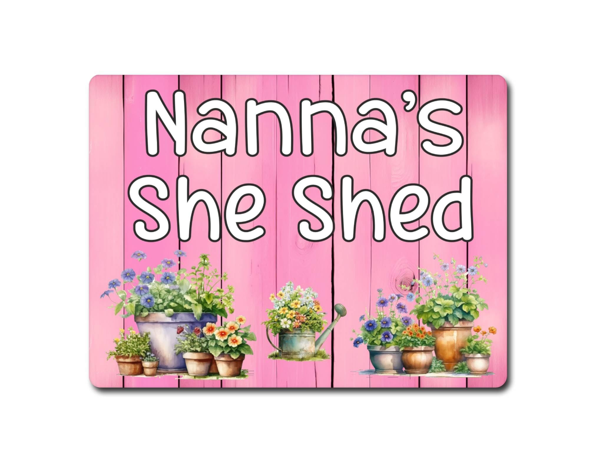 Decalarama Garden Metal Sign Gift – Nanna's She Shed - Family Fun Home Allotment Novelty Aluminium Present