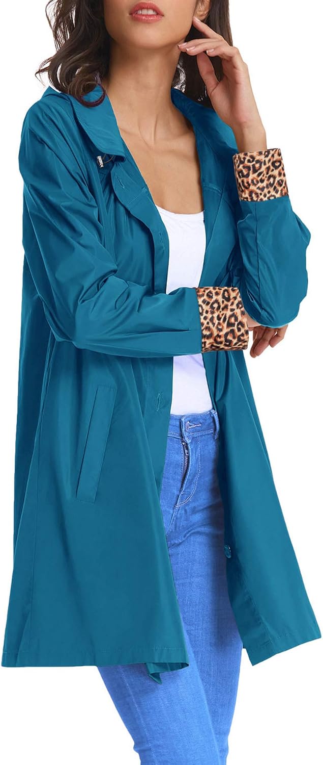 Womens Lightweight Hooded Waterproof Active Outdoor Rain Jacket