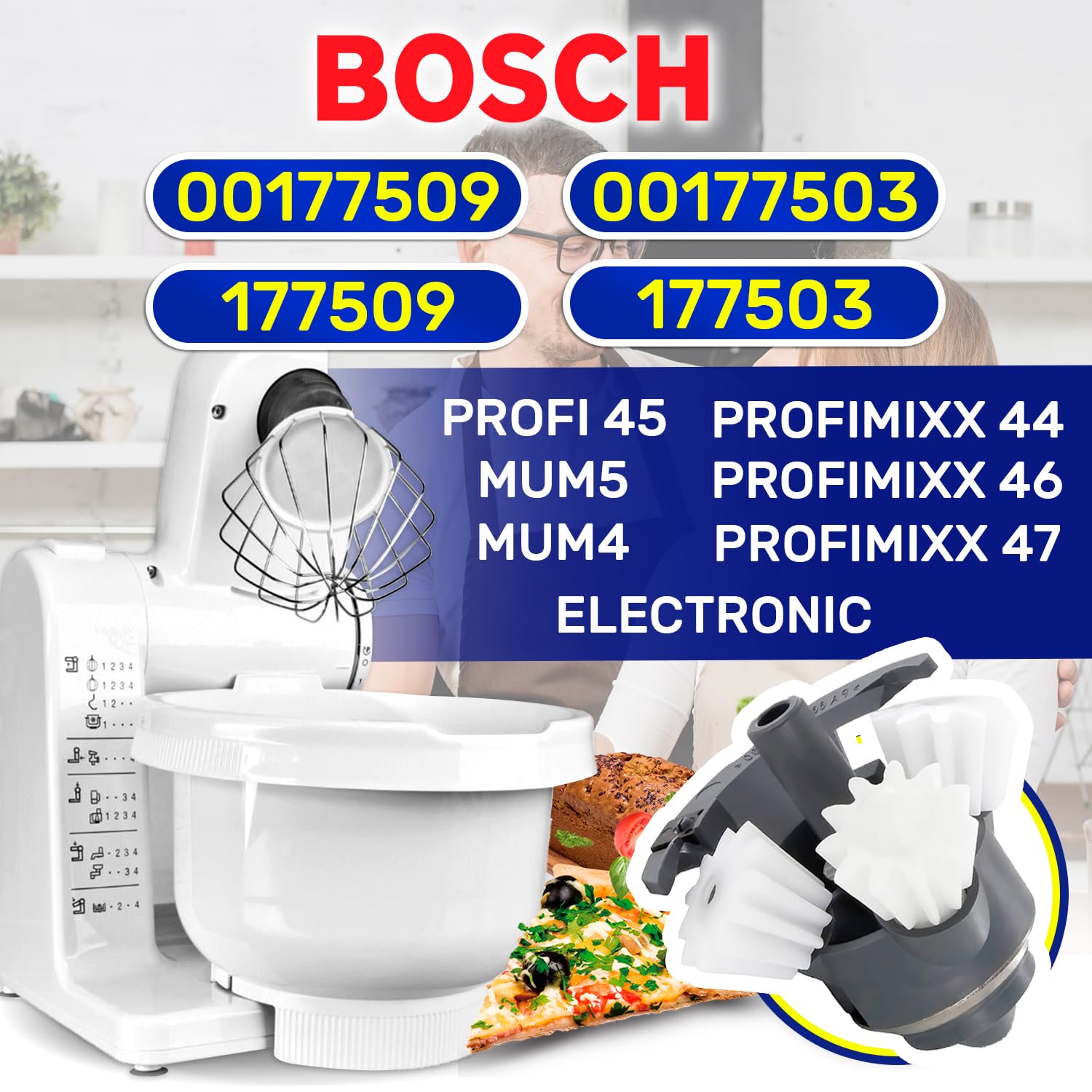 Entraînement Robot Cuisine Bosch Entraînement Avec Roues Coniques Pour Robot Bosch Siemens MUM4 - Pièce De Rechange 00177509 DL-pro 00177509 Pour ProfiMixx 44 46 47