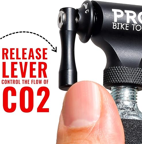 Miniatura 7 de Pro Bike Tool Inflador de CO2 rápido y fácil Compatible con válvulas Presta y Schrader Bomba de neumáticos de bicicleta para bicicletas de
